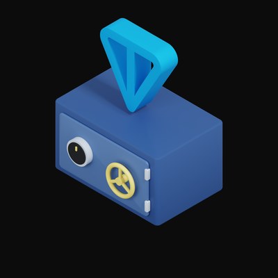Toncoin Floating Over a Safe - 3D icon from Crypto & Currency Safe Float