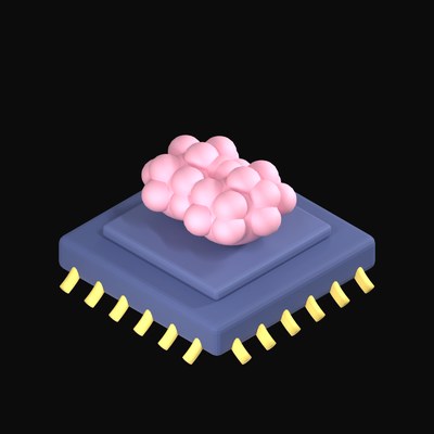 Pink Brain Processor Chip 3D Icon - 3D icon from AI Chips and Processors 3D