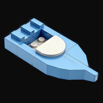 Blue Toy Brick Speedboat - Plastic 3 - 3D icon from Toy Brick Vehicles - Plastic