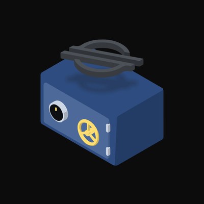 Stellar Floating Over a Safe (Back) - animated icon from Crypto & Currency Safe Float