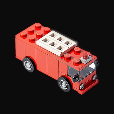 Red Toy Brick Fire Truck - Plastic 3 - 3D icon from Toy Brick Vehicles - Plastic