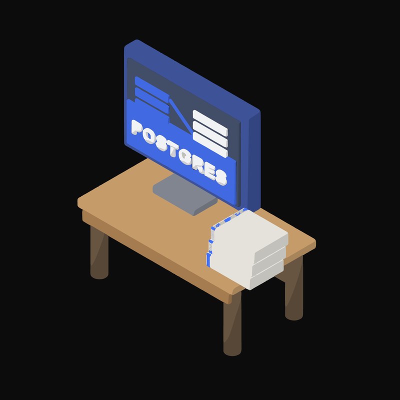 Postgres Table Join on an All-in-One - illustration from Isometric Developer Stack Desks Icons