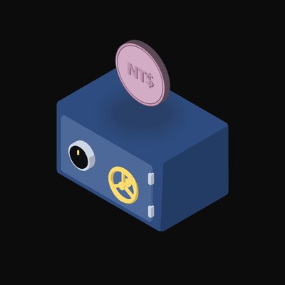 New Taiwan Dollar Floating Over a Safe - animated icon from Crypto & Currency Safe Float