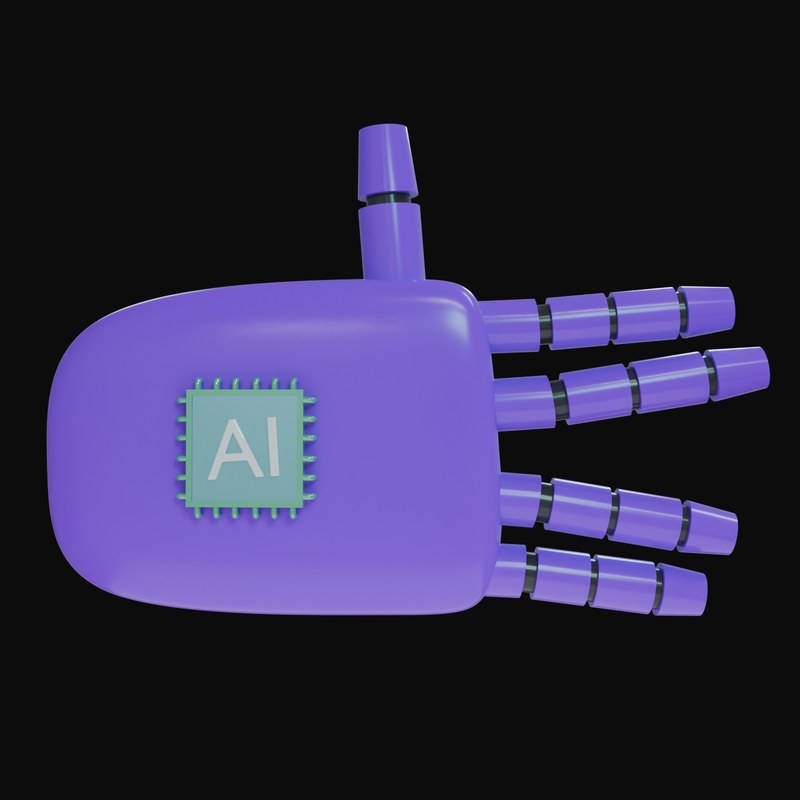 Violet Split Finger Salute Robot Hand 3D Icon - 3D icon from Robot Hand Gestures 3D Icons