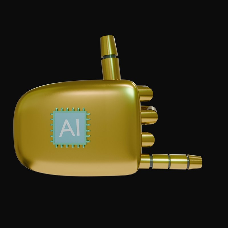 Gold Rock On Robot Hand 3D Icon - 3D icon from Robot Hand Gestures 3D Icons