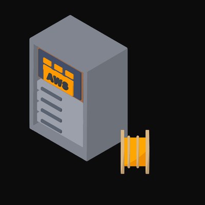 AWS Region Map on a Server Rack - illustration from Isometric Developer Stack Desks Icons