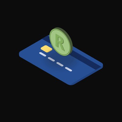 South African Rand Floating Over a Credit Card - animated icon from Crypto & Currency Credit Card Float