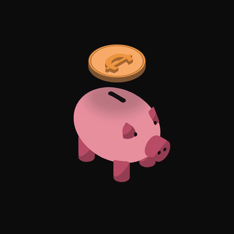 Ghanaian Cedi Floating Over a Piggy Bank (Back) - illustration from Crypto & Currency Piggy Bank Float