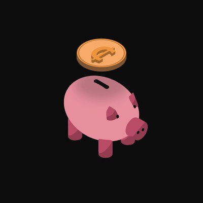 Ghanaian Cedi Floating Over a Piggy Bank (Back) - animated icon from Crypto & Currency Piggy Bank Float