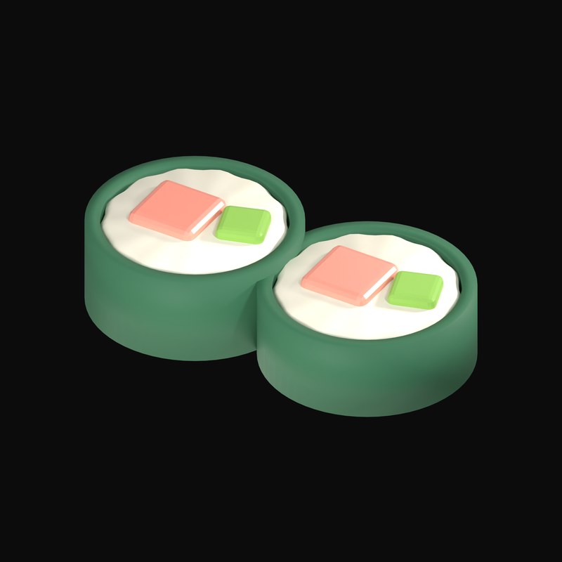 Salmon Maki Sushi 3D Icon - 3D icon from Clay Food 3D