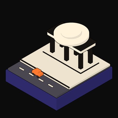 Coffered Concrete Dome on a Colonnade of Piloti - illustration from Neo Brutalist Scenes Icons