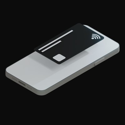 Black Credit Card on a White Phone Animated Icon - animated icon from Credit Card and Phone Animated Icons