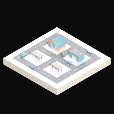 Transit Interchange - 3D icon from Industry and Transport Scenes