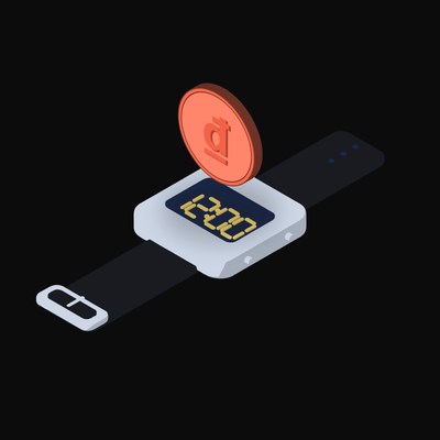 Vietnamese Dong Floating Over a Watch - illustration from Crypto & Currency Watch Float