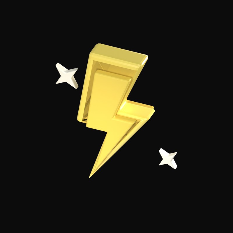 Yellow AI Power Bolt 3D Icon - 3D icon from AI Interface Symbols 3D