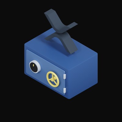 XRP Floating Over a Safe - 3D icon from Crypto & Currency Safe Float