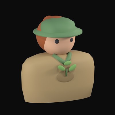Gardener in a Green Bucket Hat with a Sprig in the Pocket - 3D icon from People and Profession Avatars 3D Icons