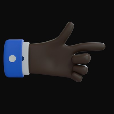Black Pointing Right with Thumb Business Hand 3D Icon - 3D icon from Business Hand Gestures 3D Icons