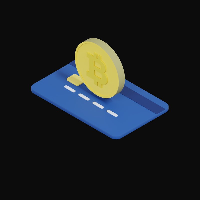Bitcoin Floating Over a Credit Card - 3D icon from Crypto & Currency Credit Card Float