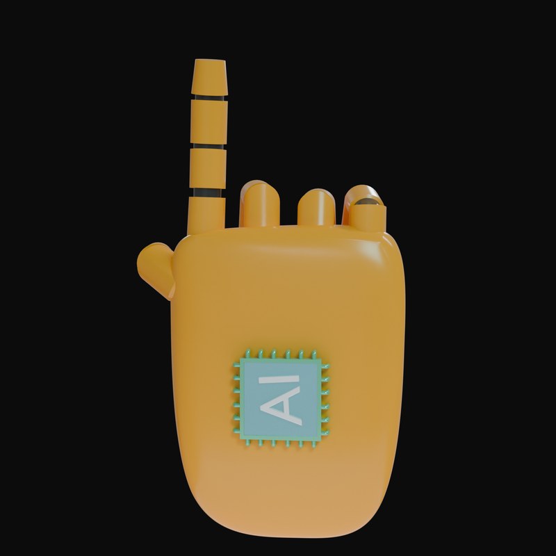 Orange Pointing Up Robot Hand 3D Icon - 3D icon from Robot Hand Gestures 3D Icons