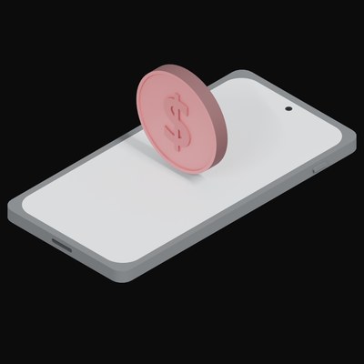 Phone Canadian Dollar Floating - 3D icon from Crypto and World Currency Phone Float