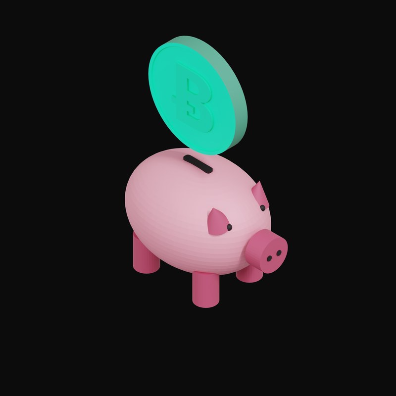 Bitcoin Cash Floating Over a Piggy Bank - 3D icon from Crypto & Currency Piggy Bank Float