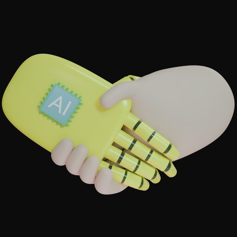 Yellow AI Handshake 3D Icon - 3D icon from AI Handshake 3D Icons