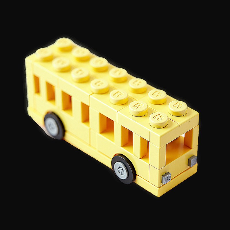 Yellow Toy Brick City Bus - Clay 2 - 3D icon from Toy Brick Vehicles - Clay