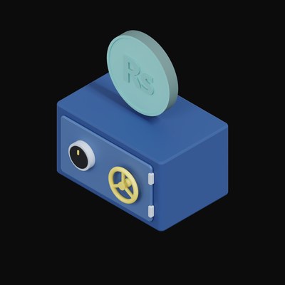 Pakistani Rupee Floating Over a Safe - 3D icon from Crypto & Currency Safe Float