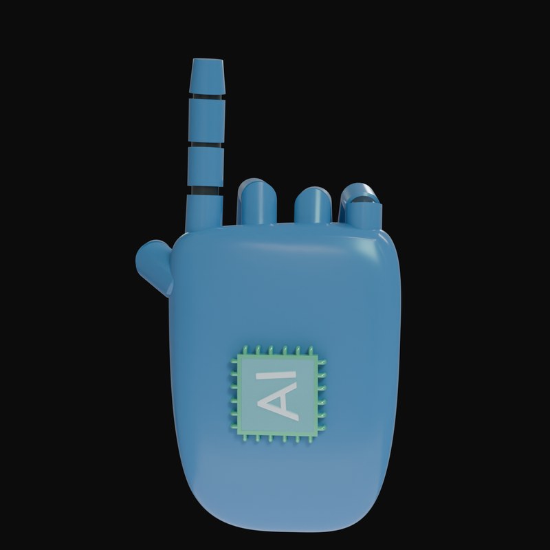 Steel Blue Pointing Up Robot Hand 3D Icon - 3D icon from Robot Hand Gestures 3D Icons