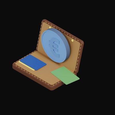 Euro Floating Over a Wallet - 3D icon from Crypto & Currency Wallet Float
