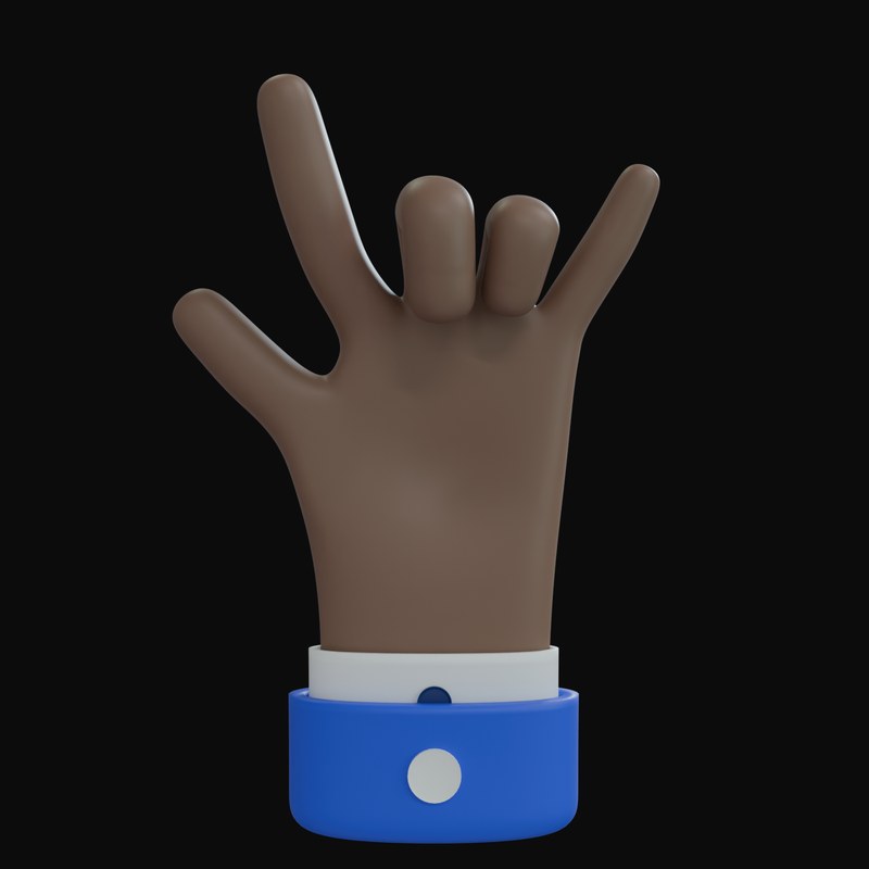 Brown Rock On with Thumb Business Hand 3D Icon - 3D icon from Business Hand Gestures 3D Icons