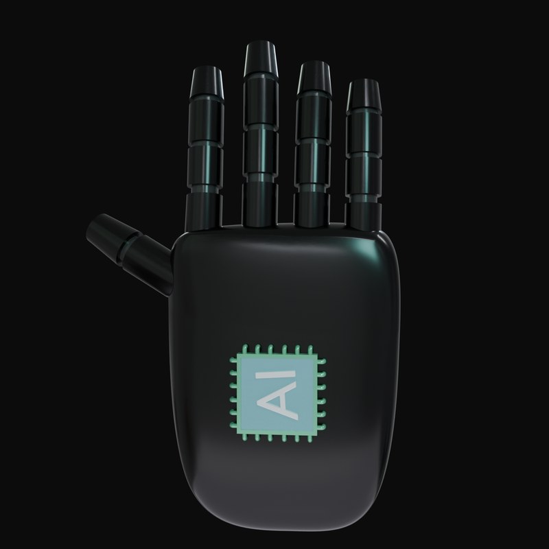 Black Open Palm Robot Hand 3D Icon - 3D icon from Robot Hand Gestures 3D Icons
