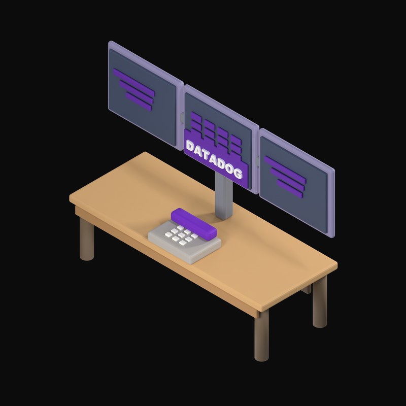 Datadog Heatmap on a Triple Monitor Desk - 3D icon from Isometric Developer Stack Desks 3D Icons