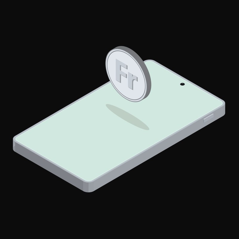 Phone Swiss Franc Floating - illustration from Crypto and World Currency Phone Float