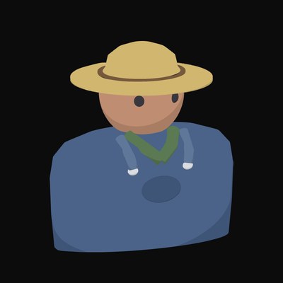 Farmer in a Wide Straw Hat and Denim Dungarees - illustration from People and Profession Avatar Icons