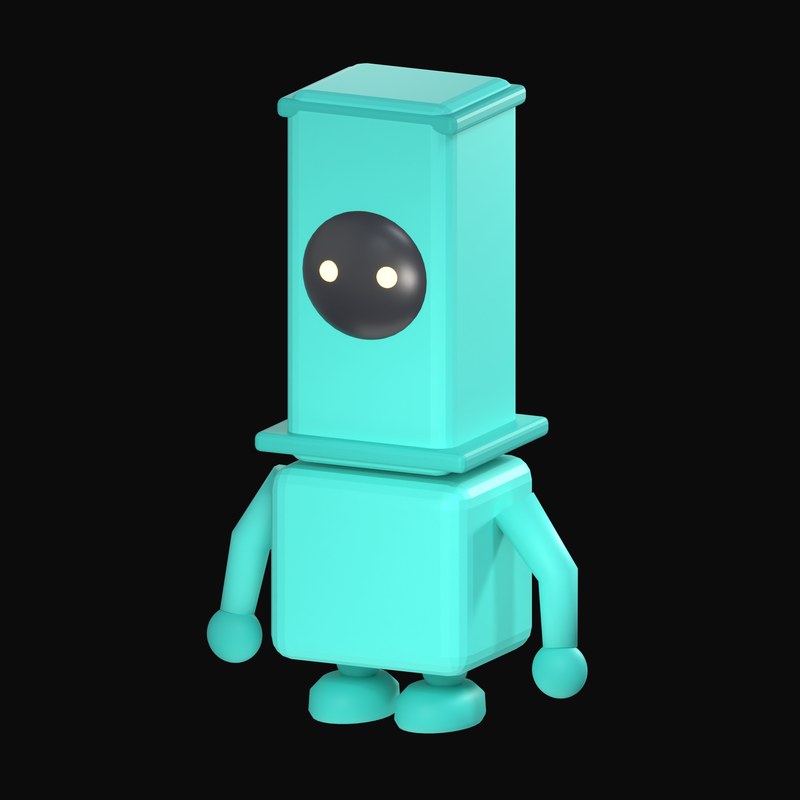 Turquoise Tall Head Robot 3D Icon - 3D icon from Clay Robot Characters 3D