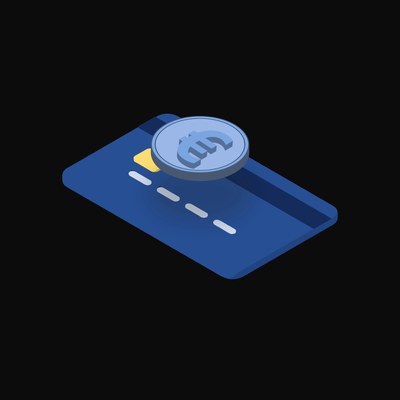 Euro Floating Over a Credit Card (Back) - animated icon from Crypto & Currency Credit Card Float