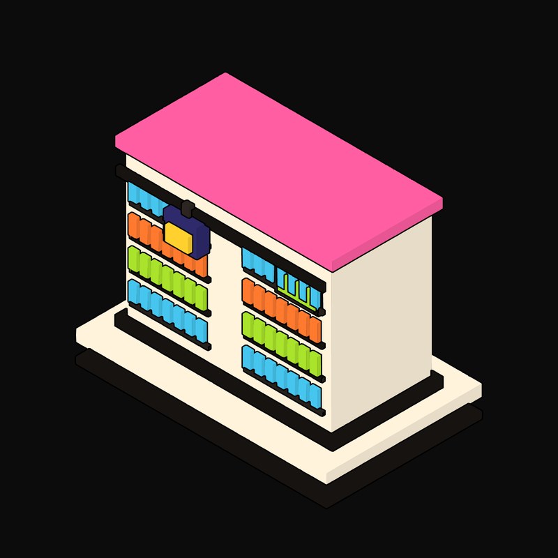 Cream Tape Library with a Picker on a Rail - illustration from Neo Brutalist AI Hardware Icons
