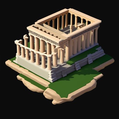 Clay Parthenon 4 - 3D icon from Historic Buildings 3D Clay Icons
